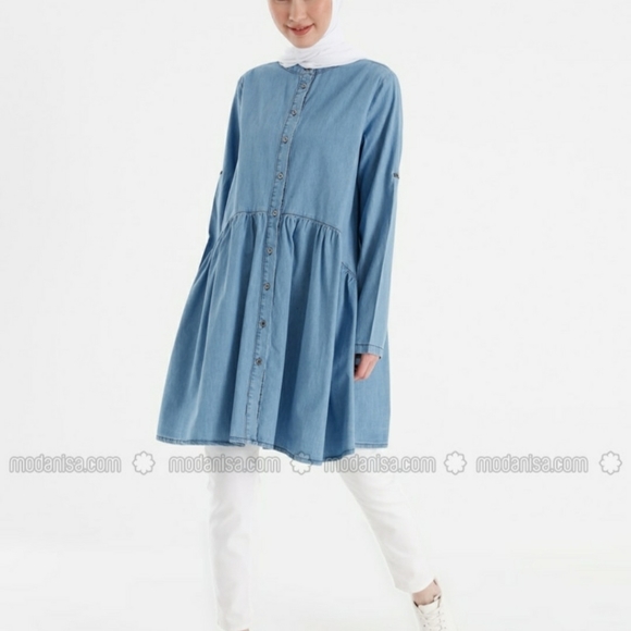 Blue crew neck Tunic - Picture 3 of 7